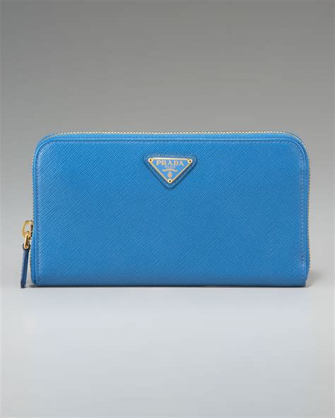 prada blue saffiano leather zip around long wallet|prada odette saffiano.